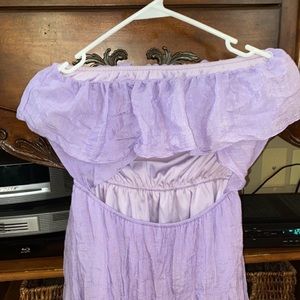 Strapless purple mini dress